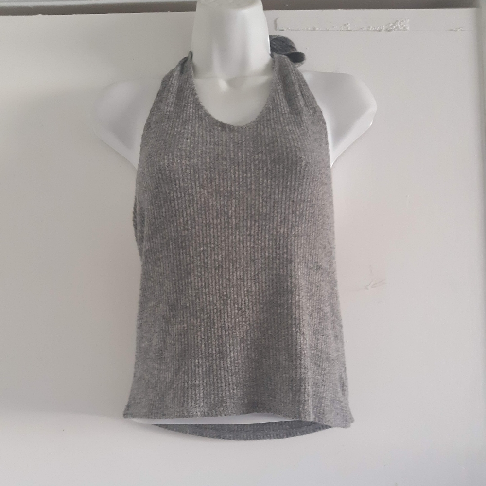 American eagle grey ribbed halter top
